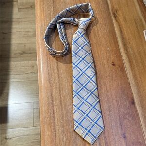 Stylish Blue and Gold Plaid Men's Tie